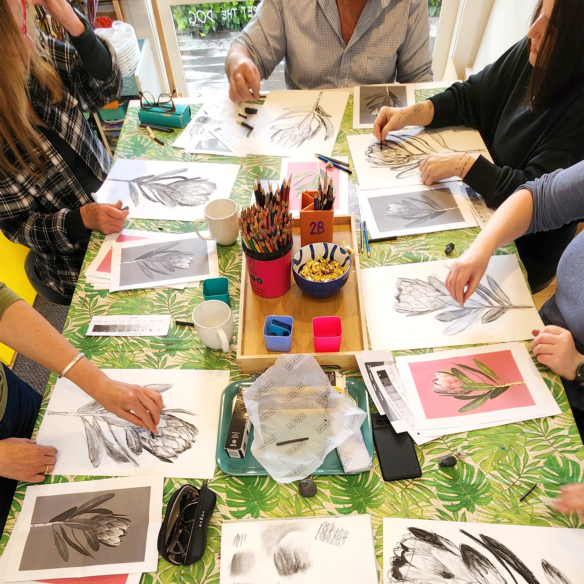 Student artwork — Proteas in full bloom