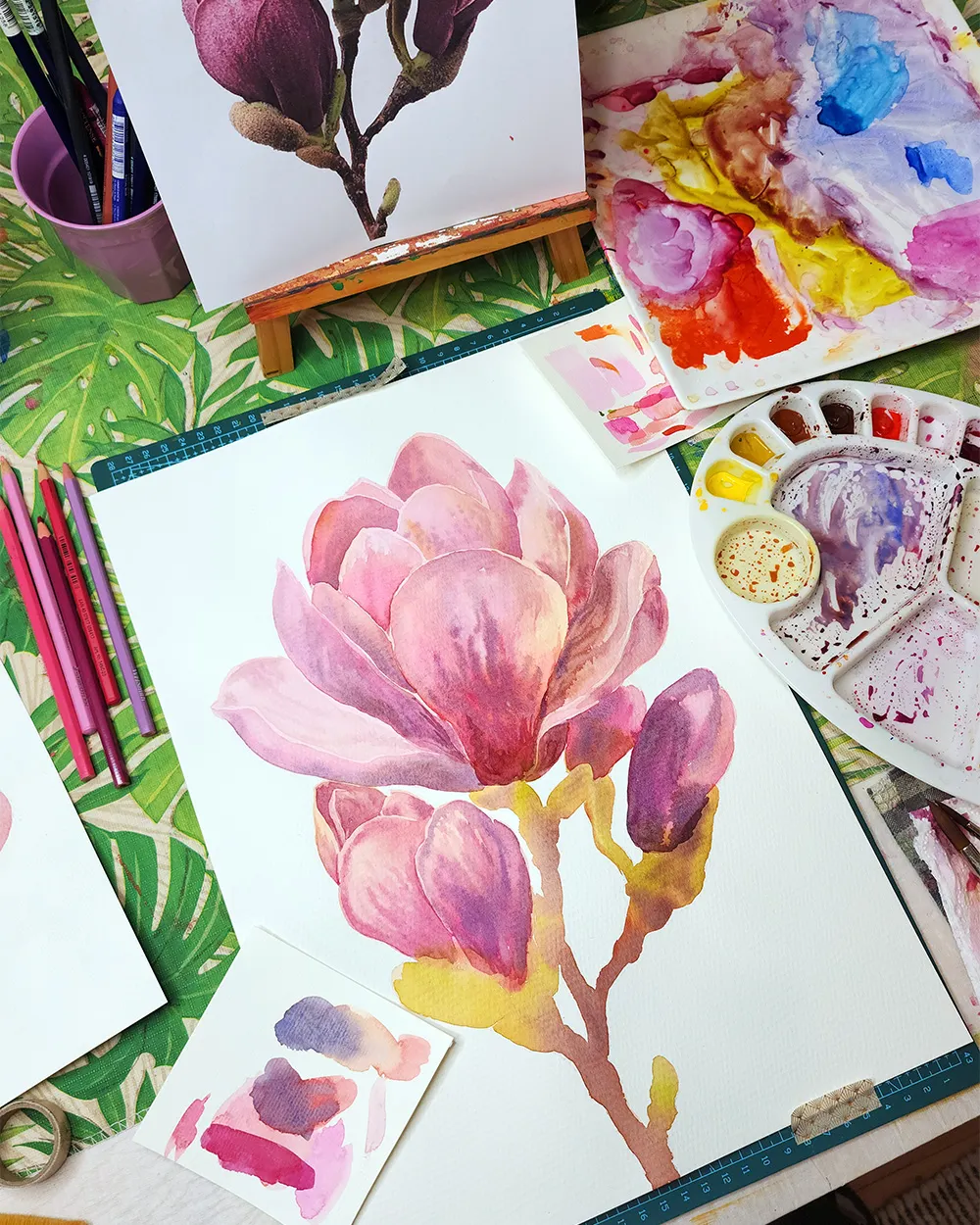 Magnolia, an A3 watercolour by Kasia Hebda