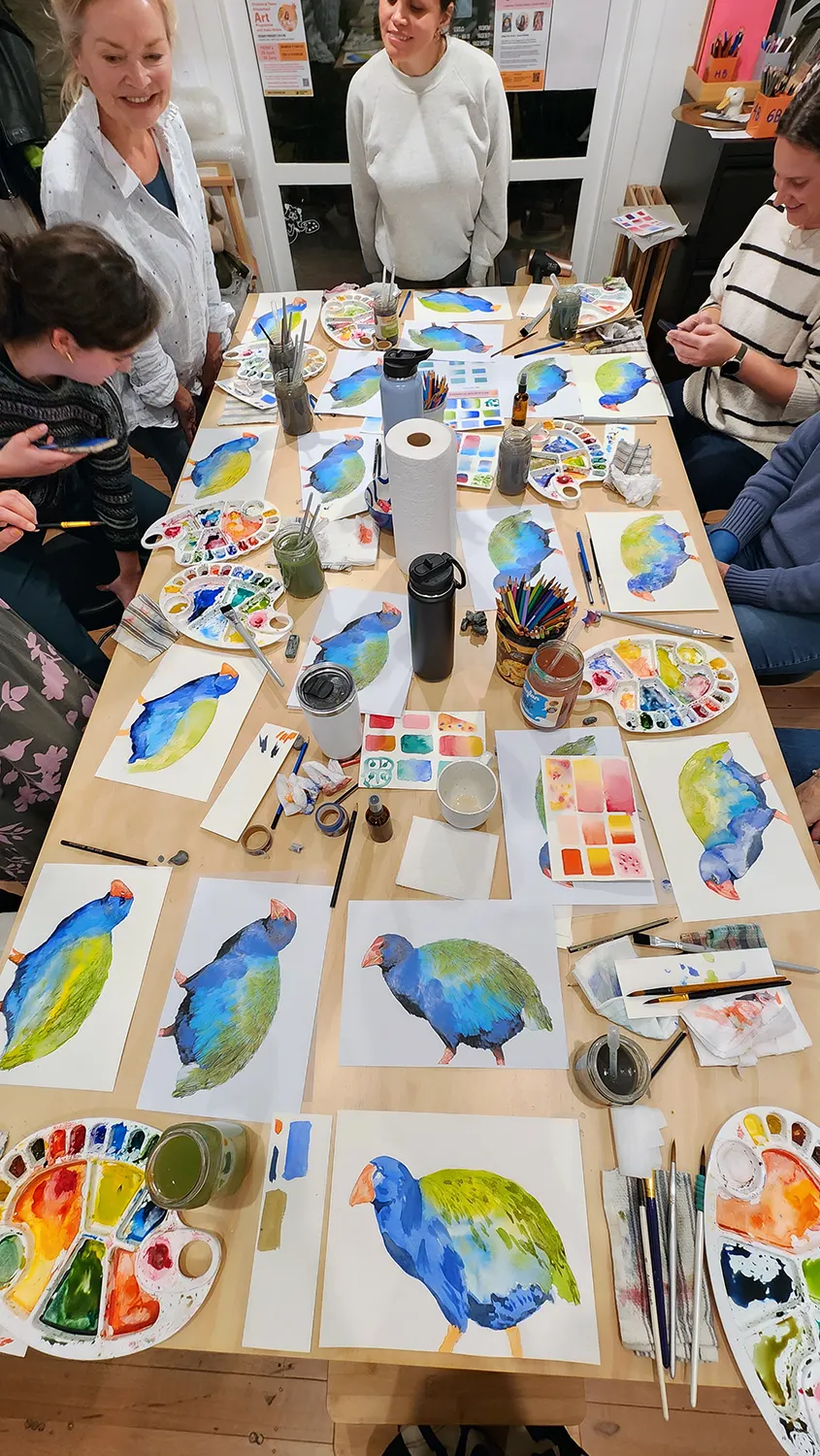 Takahē watercolour by Kasia Hebda