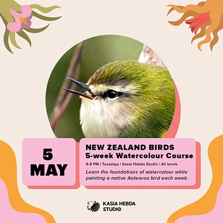 New Zealand Birds - 5-week Watercolour Course with Kasia Hebda - Queenstown